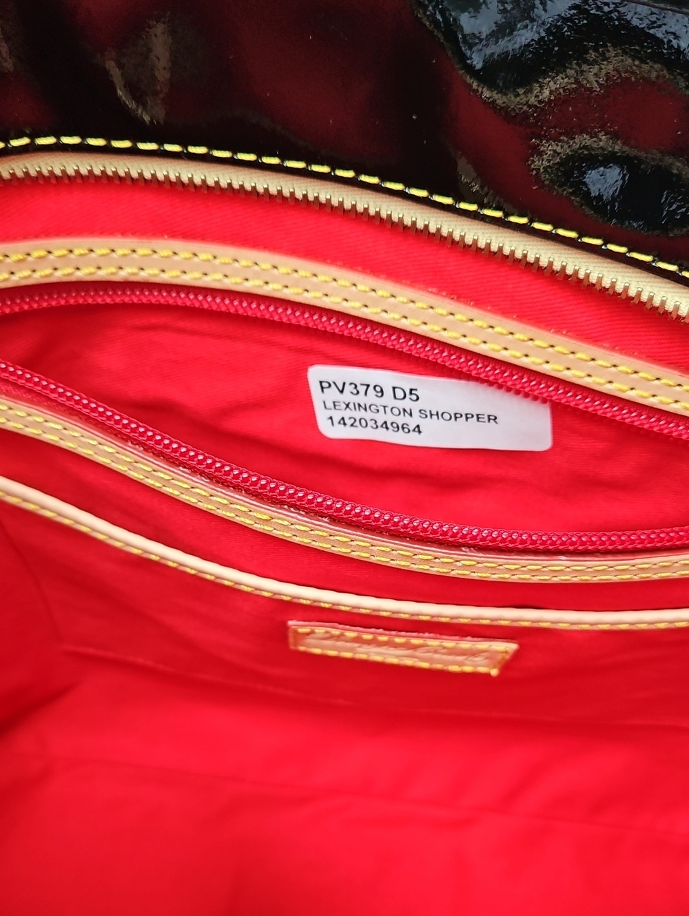Dooney & Bourke Black & (Off) White Patent Leather Lexington Shopper - Picture 13 of 16